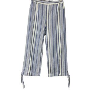 Misslook striped tie hem high rise pants l